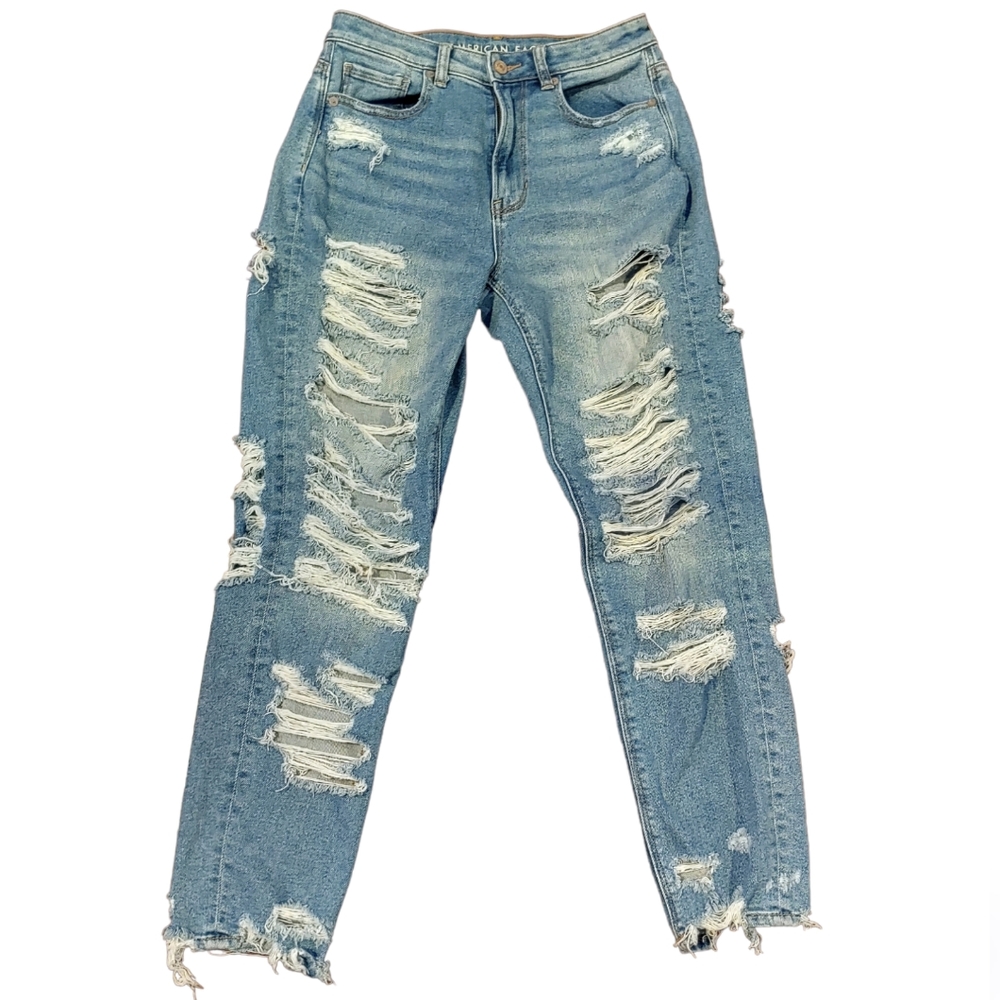 American Eagle Outfitters High Rise Distressed Blue Jeans